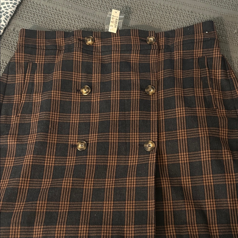 MADEWELL Women’s (NWT) Sz X large Brown and Black Plaid Skirt